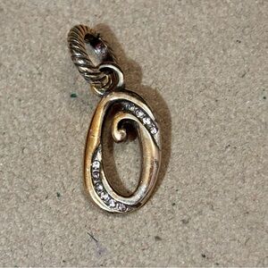 Brighton Number Zero #0 charm Rose gold & silver w clear crystal accents Retired